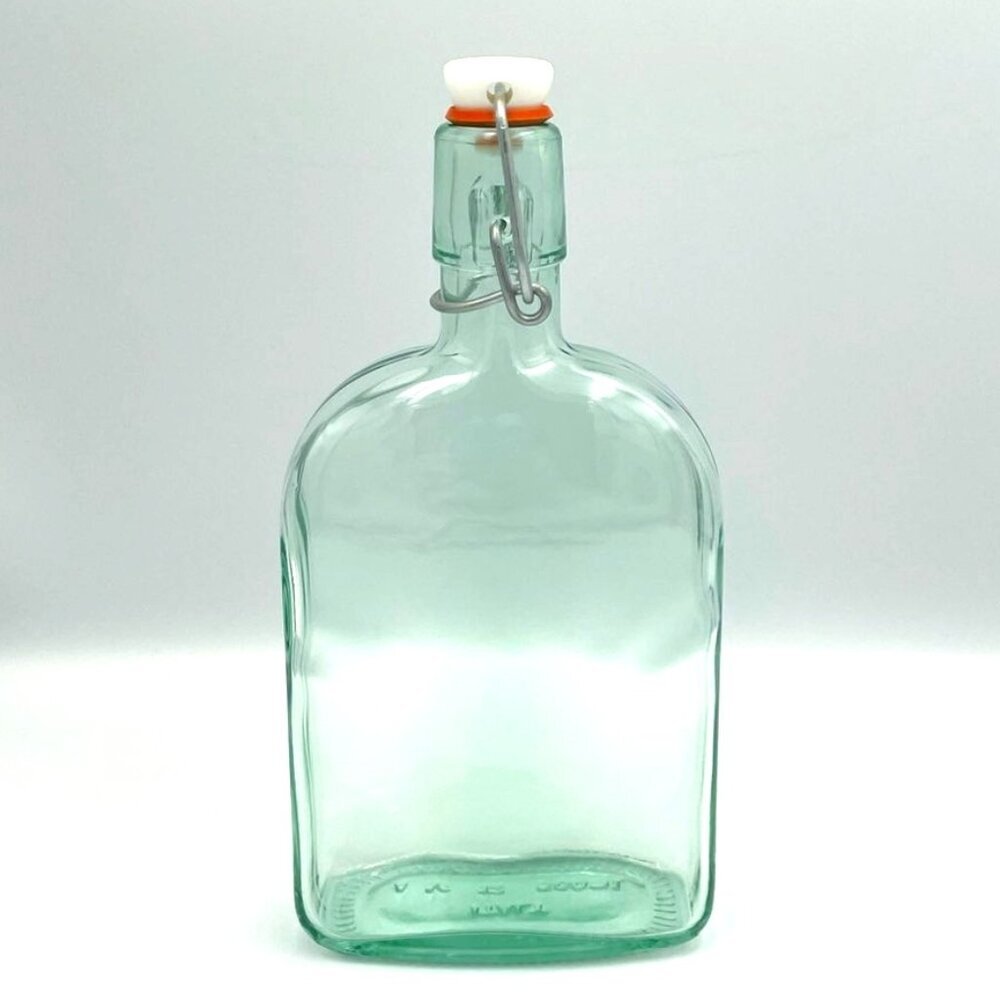 Green Glass Hermetic Bottle Flask Made in‎ Italy 500 ml EMPTY